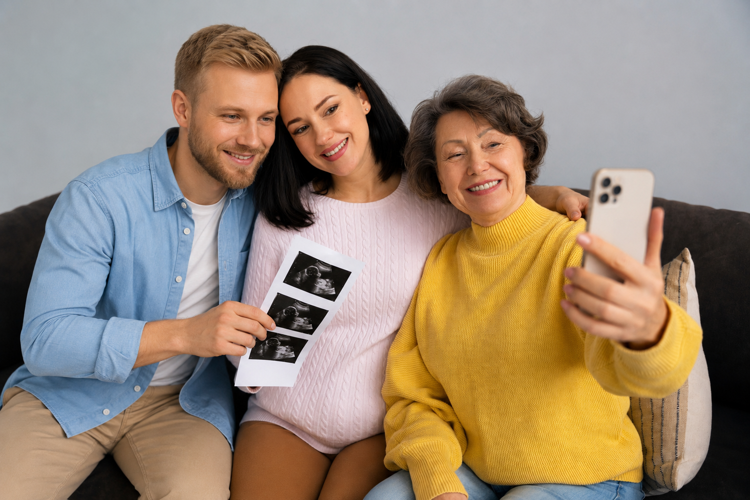 Femme enceinte de jumeaux à 40 ans avec sa famille